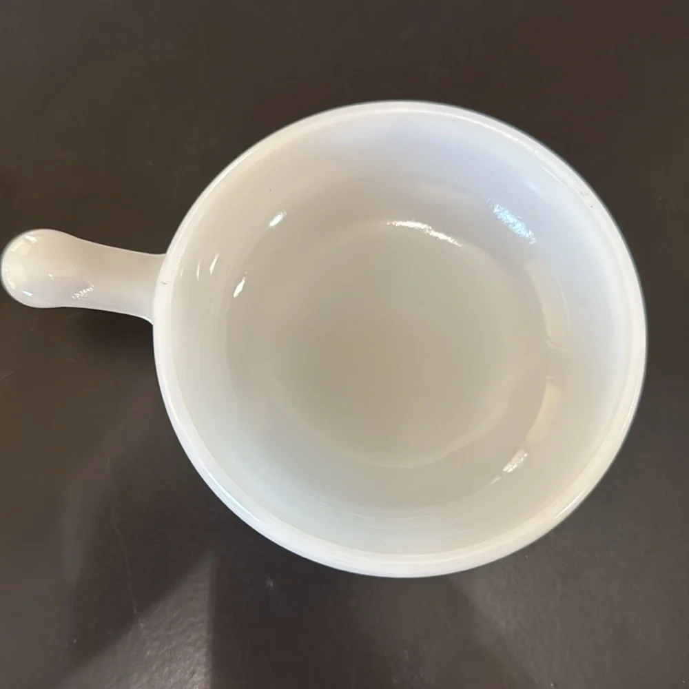 VTG Set Of 2 Glasbake Milk Glass 11oz Lug Soup Bowls With‎ Handles Kitchenware